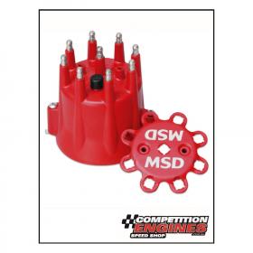 MSD-8433  MSD Distributor Cap With HEI Terminals and Spark Plug Lead Retainer,  GM, V8 (Red)